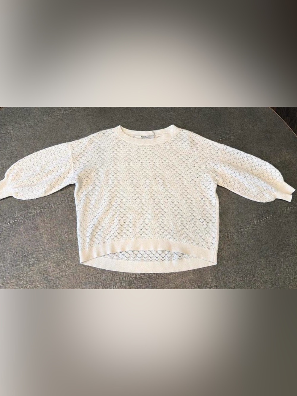 Alice + Olivia Cream Open-Knit Crewneck Sweater size small
